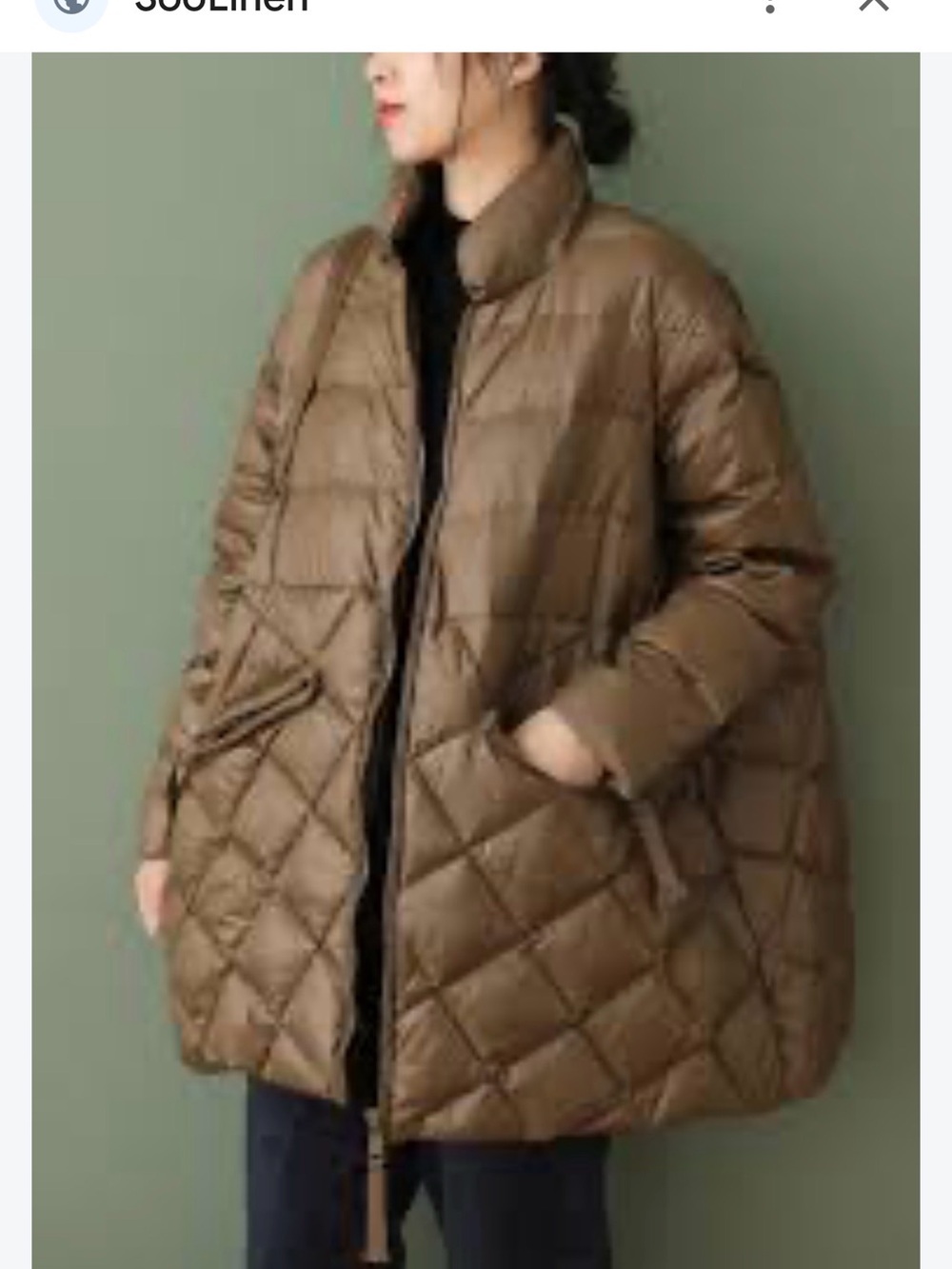Women's Quilted Brown Puffer jacket Lightweight Diamond-Stitch Jacket